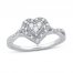 Diamond Heart Ring 1/5 ct tw Sterling Silver