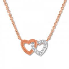 Diamond Heart Choker Necklace 1/20 ct tw 10K Rose Gold Adj.