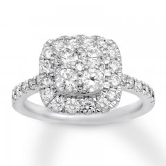 Diamond Engagement Ring 1-3/8 ct tw Round-cut 14K White Gold