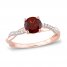 Garnet Engagement Ring 1/6 ct tw Diamonds 14K Rose Gold