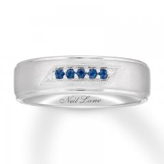 Neil Lane Men's Natural Sapphire Wedding Band 14K White Gold