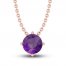 Amethyst Solitaire Necklace 10K Rose Gold 18"