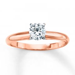 Solitaire Engagement Ring 1/2 Carat Diamond 14K Rose Gold