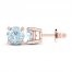 Aquamarine Solitaire Earrings 10K Rose Gold