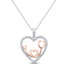 Diamond I Love You Heart Necklace 1/5 ct tw 10K Two-Tone Necklace 18"