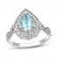 Aquamarine Engagement Ring 1/2 ct tw Diamonds Pear/Round 14K White Gold