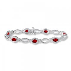 Garnet Bracelet Diamond Accents Sterling Silver