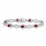 Garnet Bracelet Diamond Accents Sterling Silver