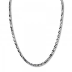 Men's Curb Chain Necklace Oxidized Sterling Silver 24" Length