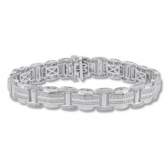 Men's Diamond Bracelet 1/2 ct tw Round-cut Sterling Silver