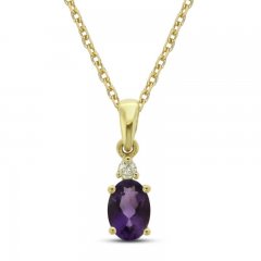 Amethyst and Diamond Accent Necklace 10K Yellow Gold