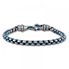 Men's Chain Bracelet Stainless Steel/Blue Ion-Plating 8.5"