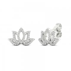 By Women For Women Diamond Lotus Earrings 1/4 ct tw Round-cut 10K White Gold