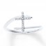 Diamond Cross Ring 1/15 ct tw Round-cut 10K White Gold