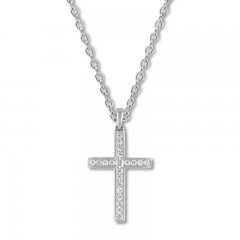 Diamond Cross Necklace 1/2 ct tw Round-cut 10K White Gold