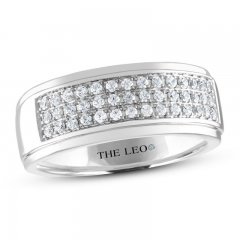 THE LEO Diamond Men's Wedding Band 1/2 ct tw Round-cut 14K White Gold