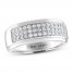 THE LEO Diamond Men's Wedding Band 1/2 ct tw Round-cut 14K White Gold