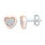 Heart Earrings 1/6 ct tw Diamonds Sterling Silver/10K Gold