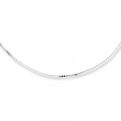 Box Chain Necklace 10K White Gold 18" Length