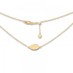 Oval Disc Choker Necklace 14K Yellow Gold