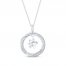 Diamond Paw Necklace 1/5 ct tw Round/Baguette Sterling Silver 18"