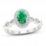 Diamond & Emerald Engagement Ring 1/5 ct tw Oval/Round-cut 10K White Gold