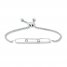 Diamond Paperclip Bolo Bracelet Sterling Silver