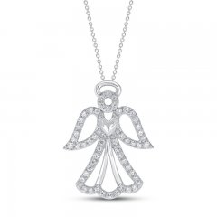 Diamond Angel Necklace 1/5 ct tw Sterling Silver 18"