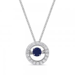 Unstoppable Love Blue Sapphire Necklace 1/4 ct tw Diamonds 10K White Gold 19"