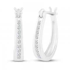 Diamond Hoop Earrings 1/4 ct tw 10K White Gold