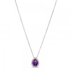 Le Vian Amethyst & Diamond Necklace 1/8 ct tw 14K Vanilla Gold 18"