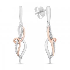 Hallmark Diamonds Earrings 1/15 ct tw Sterling Silver/10K Rose Gold