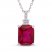 Lab-Created Ruby & White Lab-Created Sapphire Necklace Sterling Silver 18"