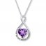 Amethyst Heart Necklace Diamond Accents Sterling Silver