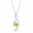 Peridot & Diamond Necklace 10K White Gold 18"