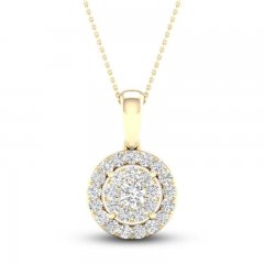 Multi-Diamond Necklace 1/2 ct tw Round-Cut 10K Yellow Gold 18"