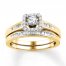 Diamond Bridal Set 3/8 ct tw Baguette/Round 10K Yellow Gold