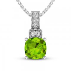 Peridot & White Topaz Necklace Sterling Silver 18"