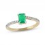 Emerald Ring 1/15 ct tw Diamonds 10K Yellow Gold