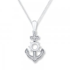 Anchor Necklace 1/20 ct tw Diamonds Sterling Silver