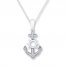 Anchor Necklace 1/20 ct tw Diamonds Sterling Silver