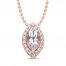 Aquamarine & White Topaz Necklace 10K Rose Gold 15"-18" Adj.