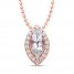 Aquamarine & White Topaz Necklace 10K Rose Gold 15"-18" Adj.