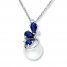 Cultured Pearl Necklace Sapphires/Diamonds 10K White Gold