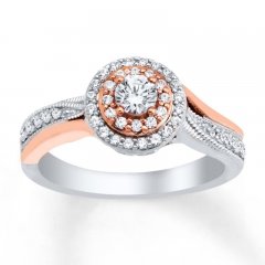 Diamond Engagement Ring 1/2 ct tw Round-cut 10K Two-Tone Gold