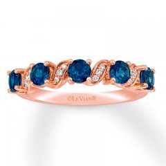 Le Vian Blue Topaz Ring with Diamonds 14K Strawberry Gold