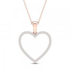 Diamond Heart Necklace 1/4 ct tw Round-Cut 10K Rose Gold 18"