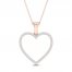 Diamond Heart Necklace 1/4 ct tw Round-Cut 10K Rose Gold 18"