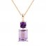 Amethyst Necklace Emerald/Cushion-Cut 10K Rose Gold 18"