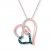 Heart Necklace 1/6 ct tw Blue Diamonds 10K Rose Gold